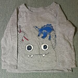 Joe Fresh Gray Kids Shirt with Blue Dinosaur and Monster